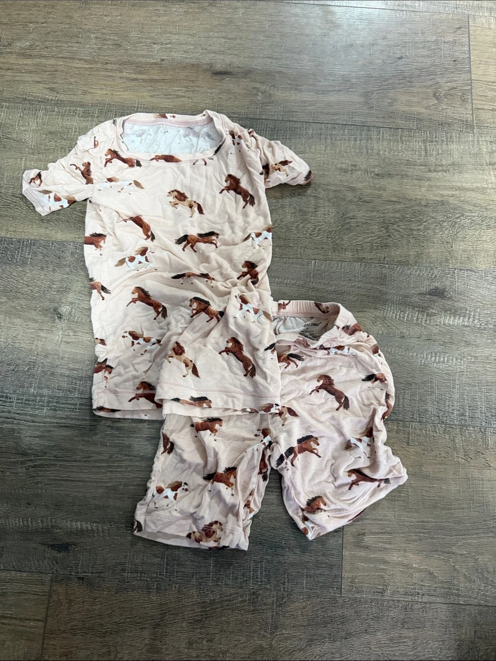 Little Sleepies Pale Pink Horse Short Sleeve Pajama Set
